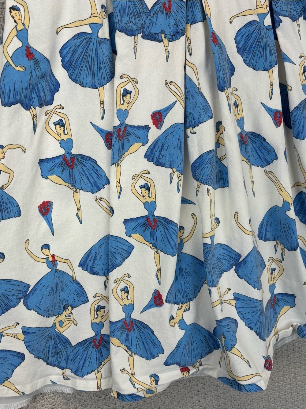 Kling Spaghetti Strap Blue Ballerina Print Mini Dress Sz S Pin Up Retro No Tag - Picture 3 of 7